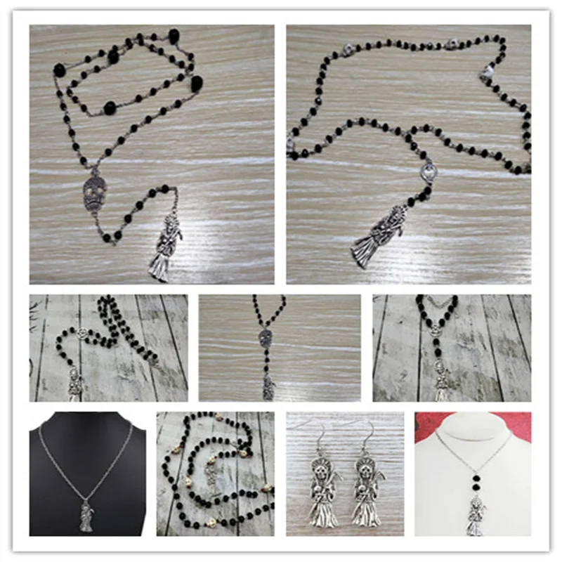 

Santa Muerte Rosary Saint of death dead occult rosary mexican death reaper jewelry necklace skull offering sacrifice shrine gift