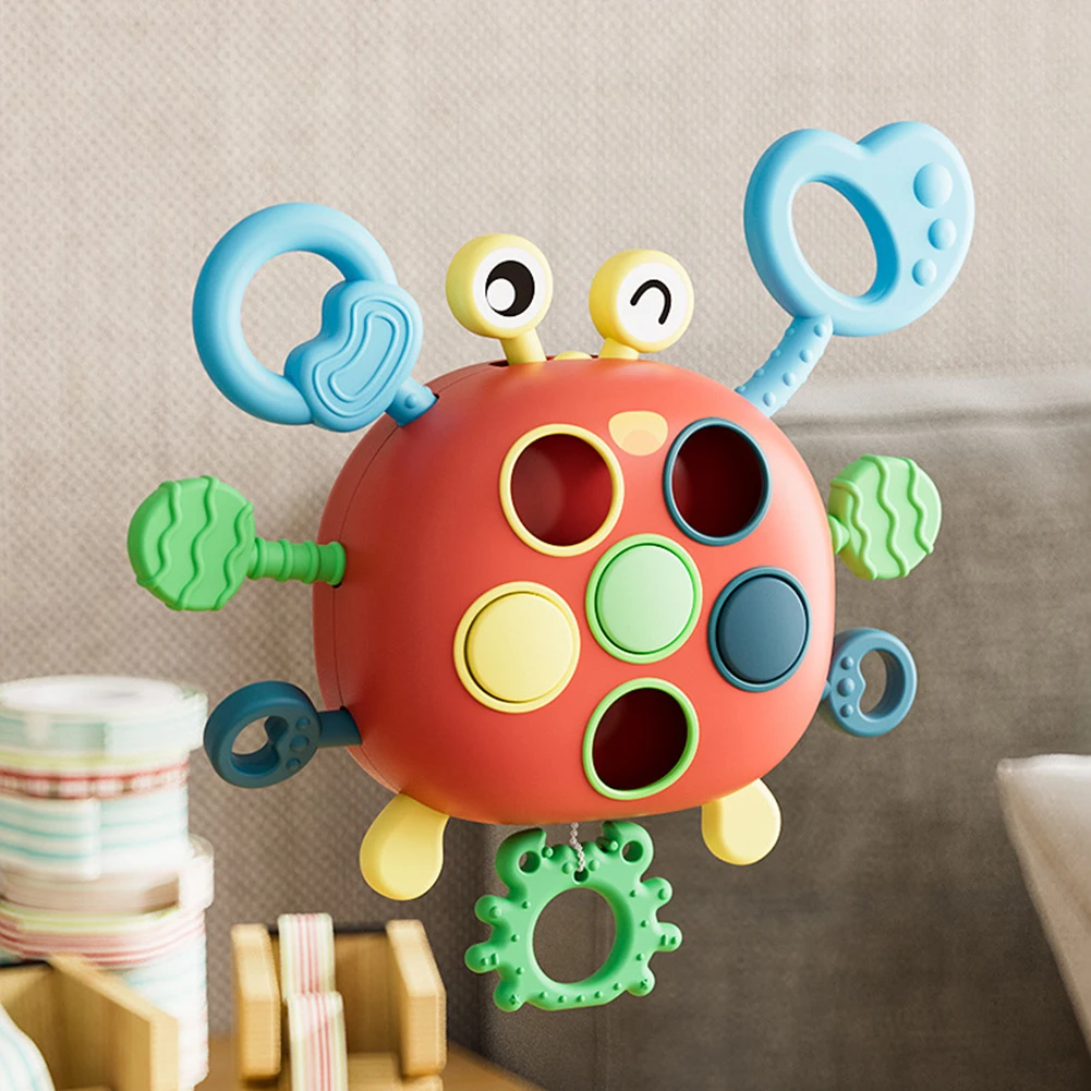 

Развивающие сенсорные игрушки Монтессори, легкий силиконовый краб, развивающие растягивающиеся игрушки, портативные, без БФА, подарки для ...