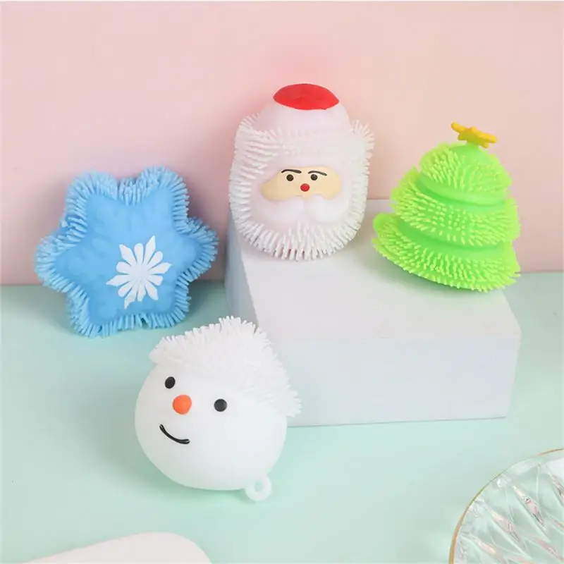 

Plastic Cute Xmas Tree Squeeze Toys Reduce Pressure Decompression Toys Santa Claus Balls Children Toy Random Color Portable Tpr