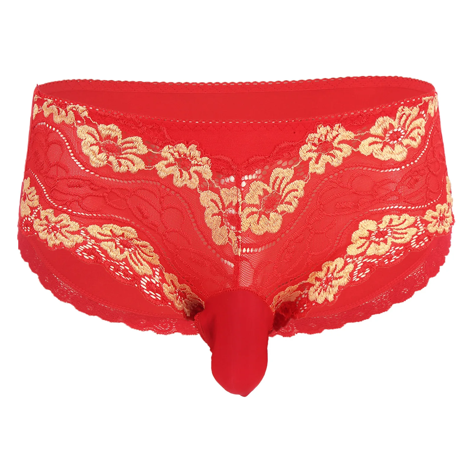 

Гей мужское сексуальное нижнее белье без косточек, нижнее белье без косточек, нижнее белье с вышитыми цветами, кружевные Трусы со средней талией