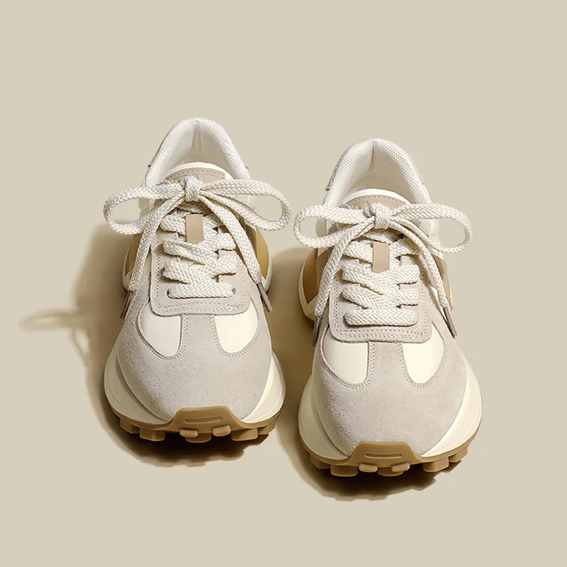 ZR DIARY Casual Sneakers Women Microfiber Patchwork Mixed Colors Lace-Up Round Toe Platform Shoes Lady Flats Handmade 231913