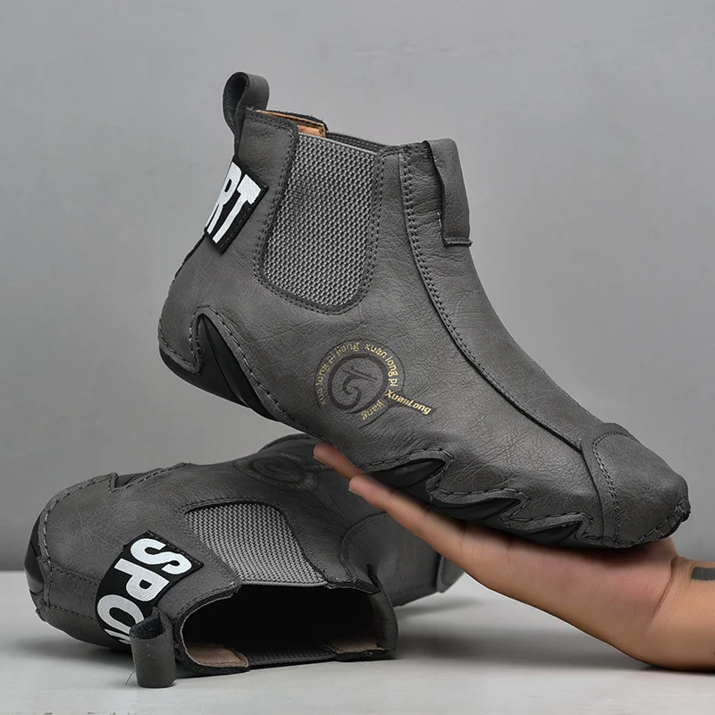 

Men Boots 2023 Warm Cotton Shoes Handmade Outdoor Sneakers Soft SeComfortle Men's Ankle Boots Male Casual Flat Short Boots