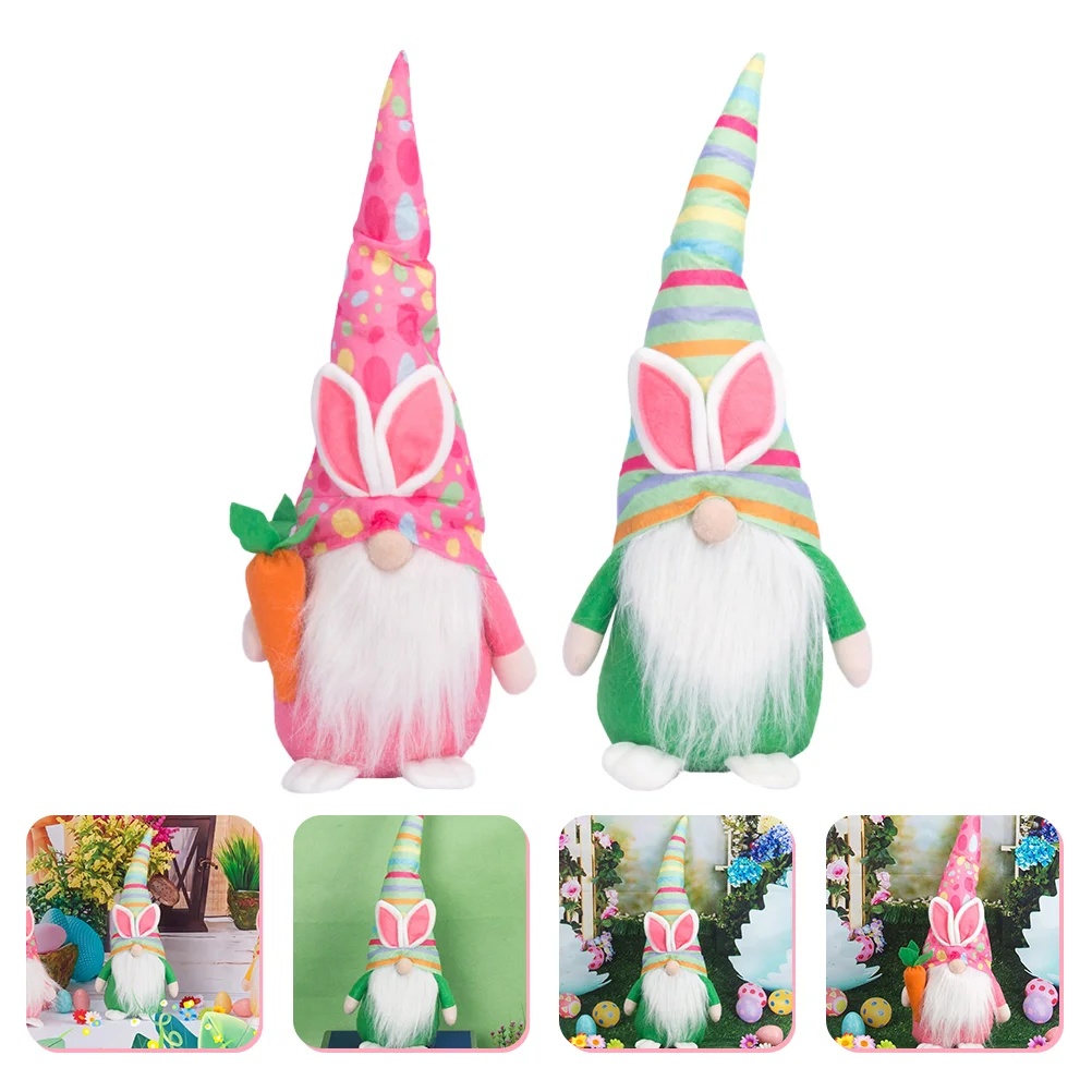

2pcs Easter Gnome Doll Decor Rabbit Dwarf Doll Easter Party Adornment Gift
