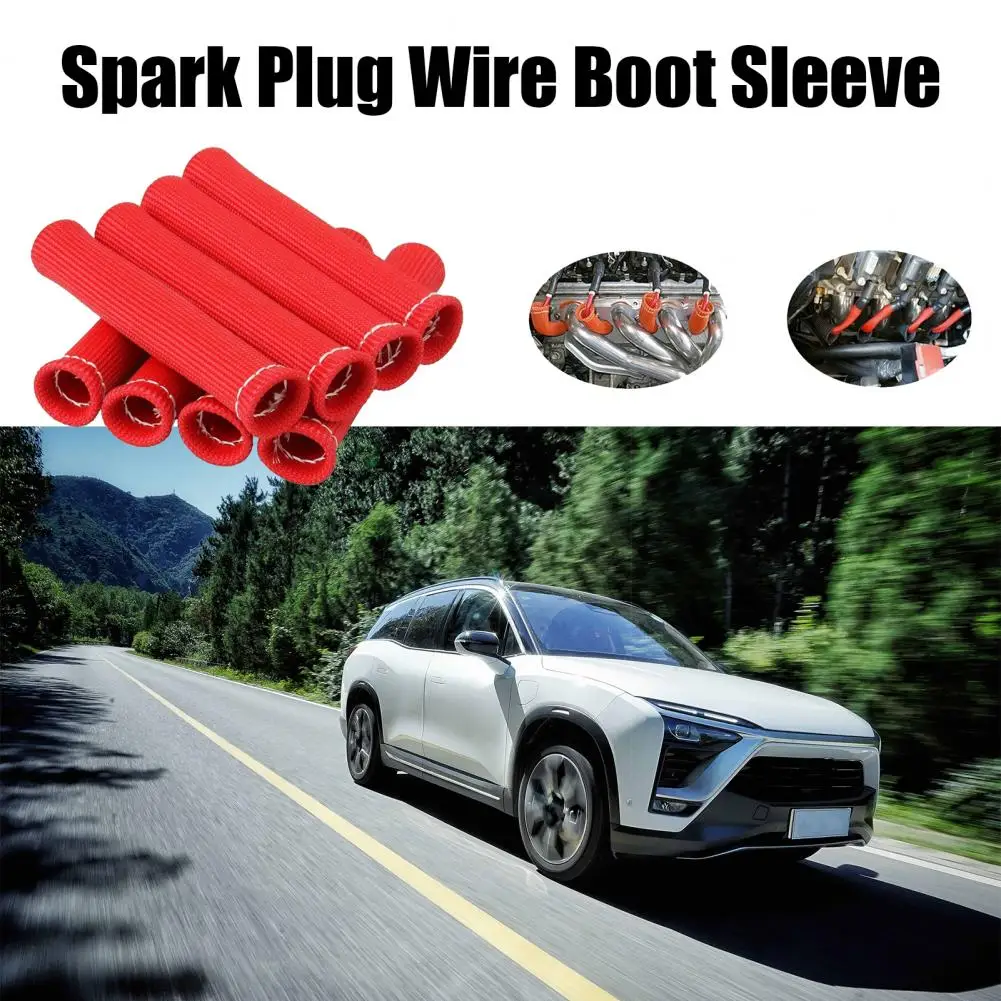 

8Pcs High Temperature Resistance Glass Fiber Spark Plug Wire Sheath Car Spark Plug Wire Hardness Protector Automotive Parts