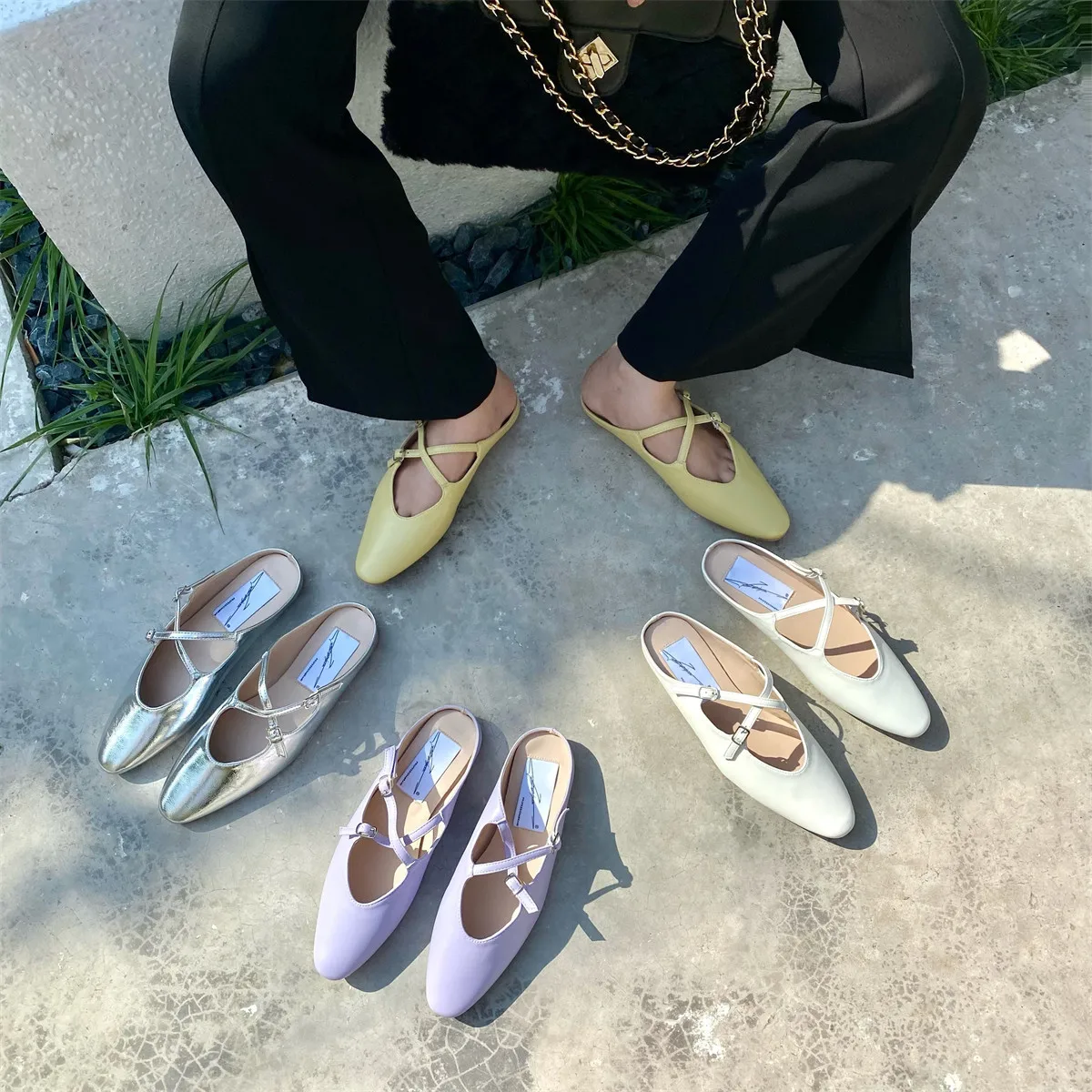 

Bailamos Summer Women Flat Loafer Shoes Fashion Shallow Candy Color Slippers Round Toe Mary Jane Shoes Flat Heel Soft Ballerina