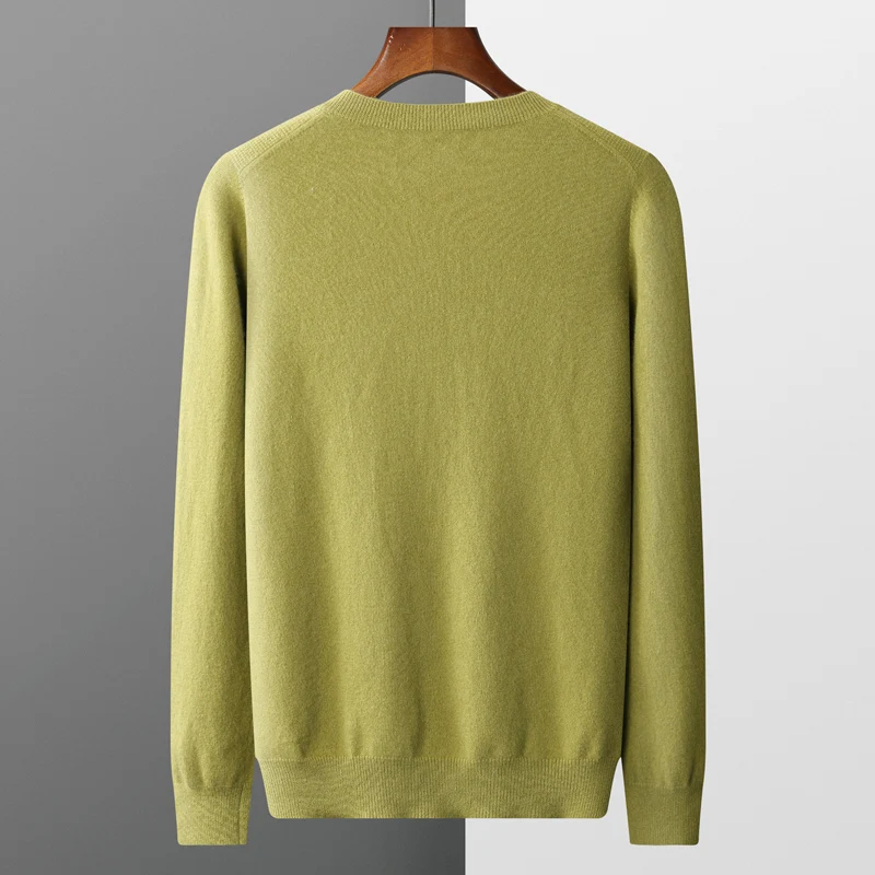 100% Pure Wool Cashmere Sweater Men V-Neck Pullover Casual Knitted Jacquard Sweater Autumn and Winter New Warm Cashmere Sweater