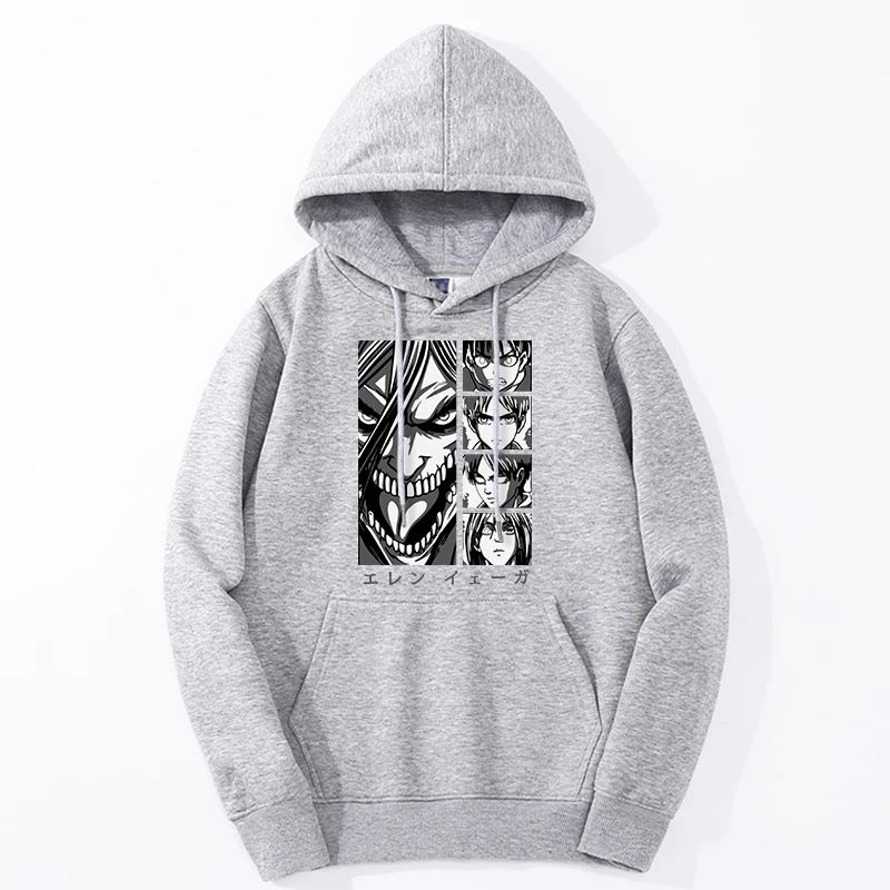 Толстовка мужская с капюшоном и принтом атака на Титанов