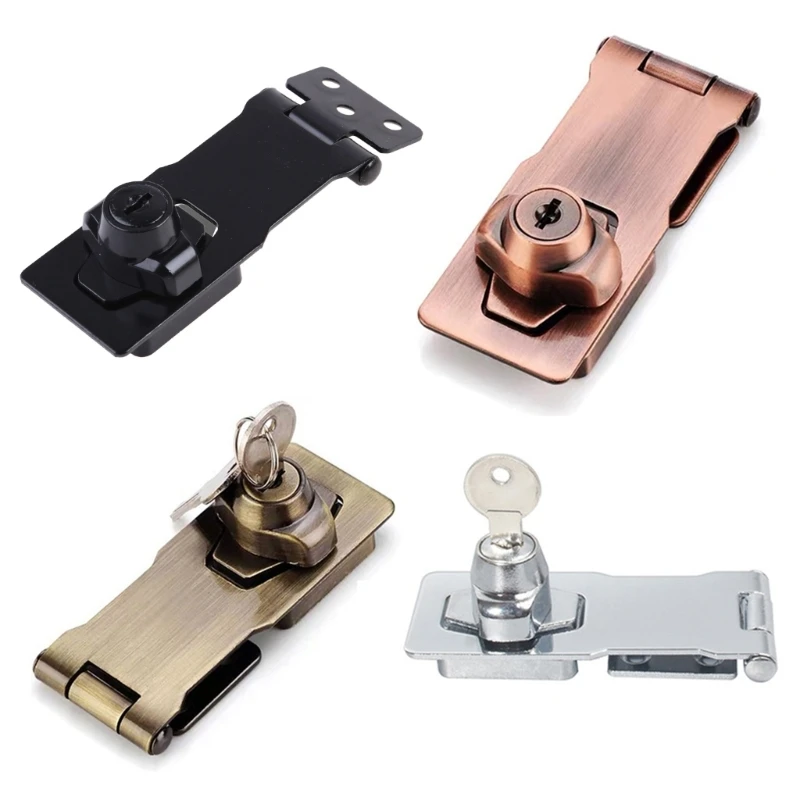 

90 Degrees Keyed Hasp Lock Drawer Padlock Hasp Zinc-Alloy Safety Door Latches Cabinet Lock with Keys and Screws