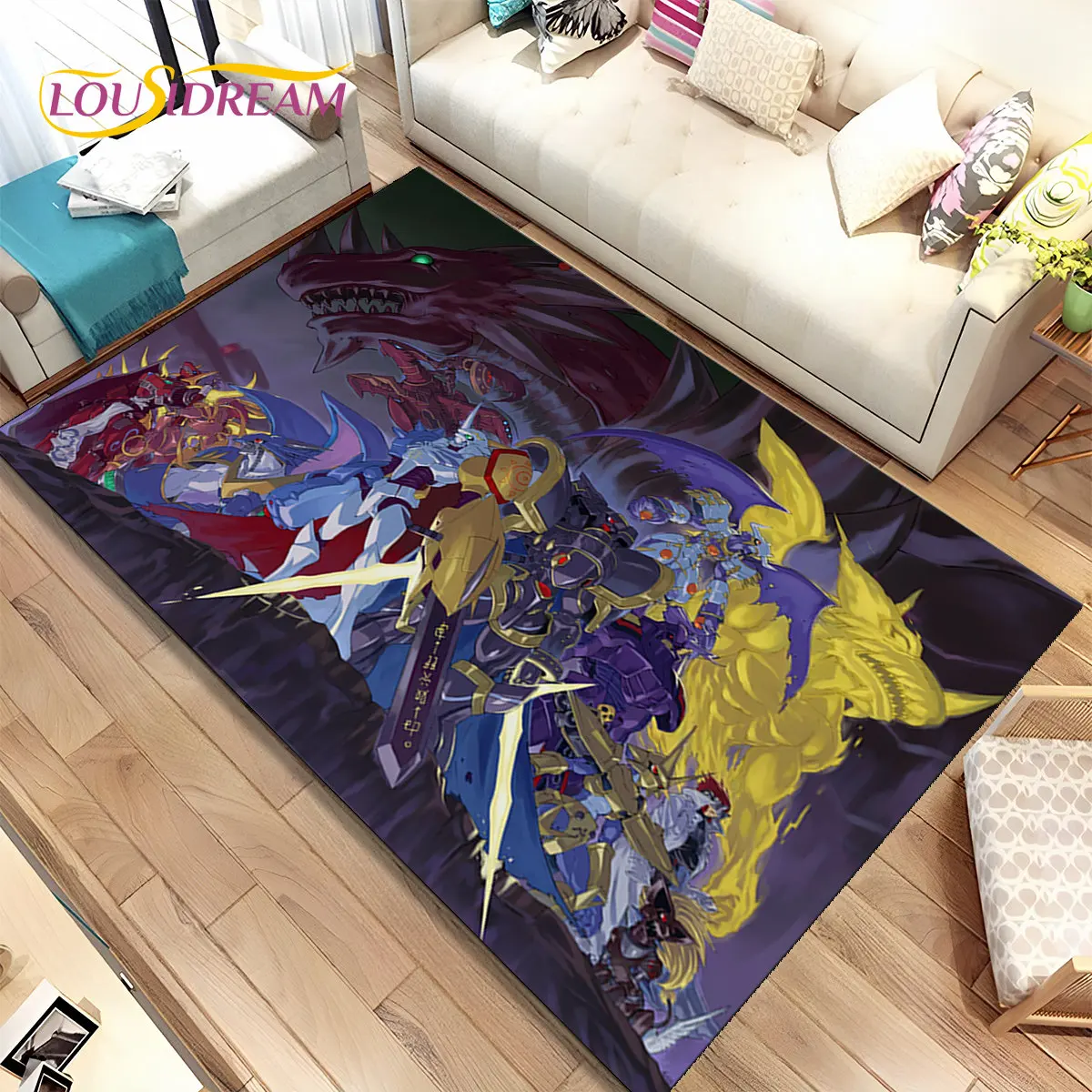 

Cartoon Digimon Adventure Area Rug Large,Carpet Rug for Living Room Bedroom Sofa Doormat Decoration, Non-slip Floor Mat Cover 3D