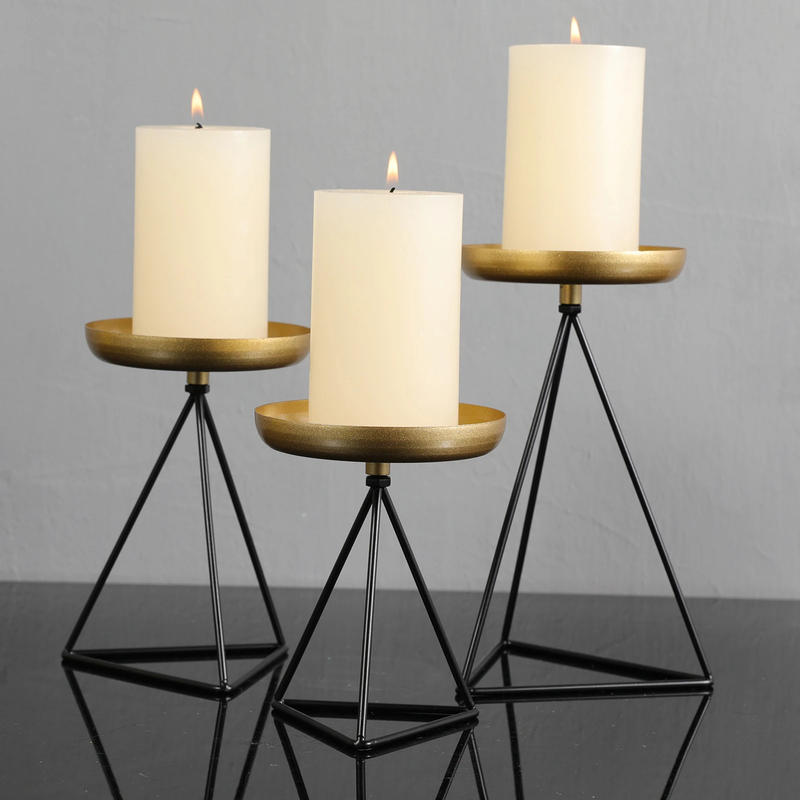 

3 Pcs Metal Iron Candles Holders For Home Wedding Creative Decoration Durable Ornaments Candlestick For Living Room Decor