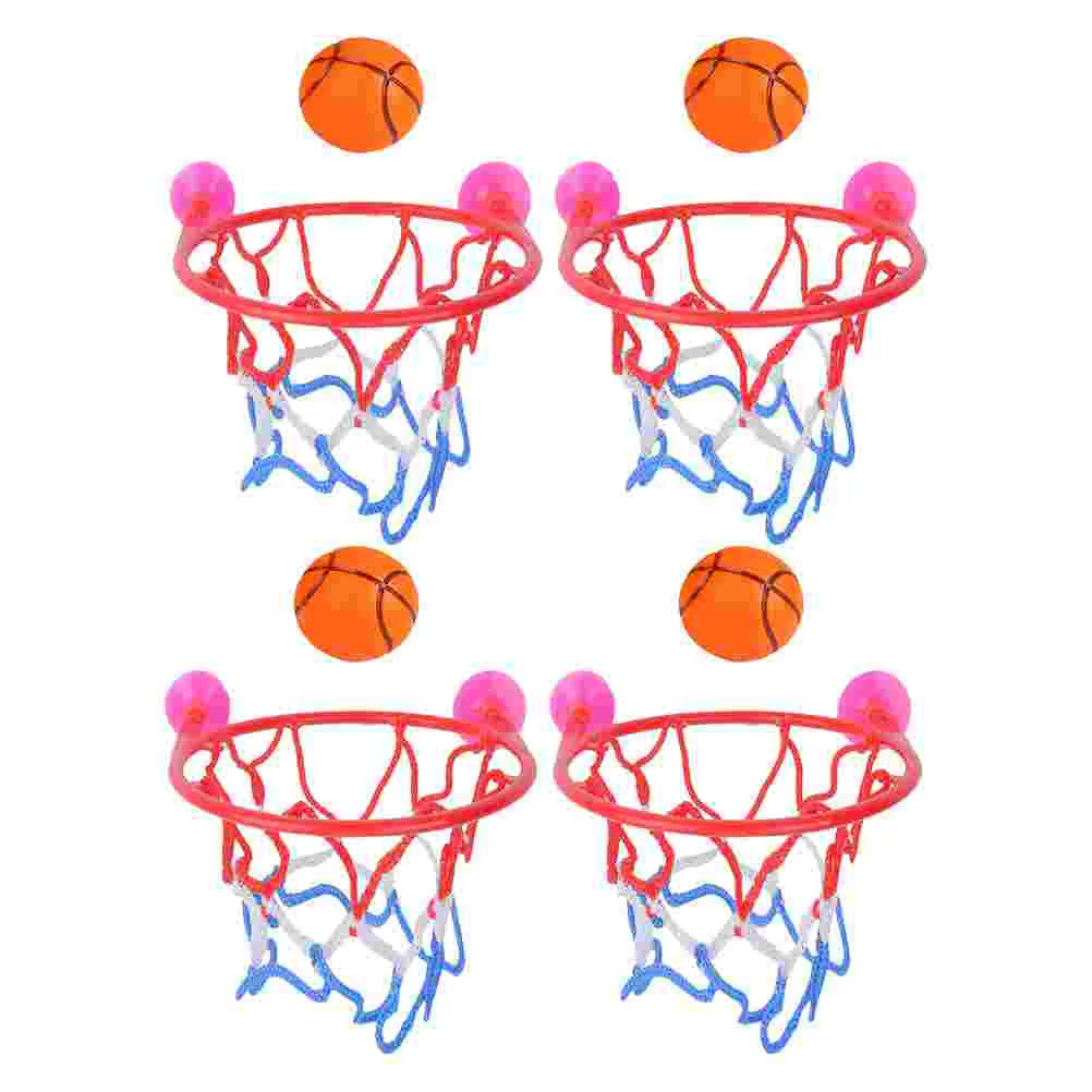 

4PCS Mini Basketball Playset Basketball and Shower Time Toys Bathroom Supplies for Children Random Blue/Red