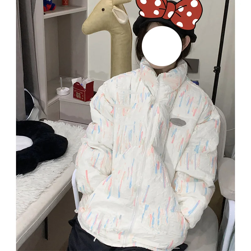 Парка женская с хлопковой подкладкой и принтом новинка зимы 2024 верхняя одежда