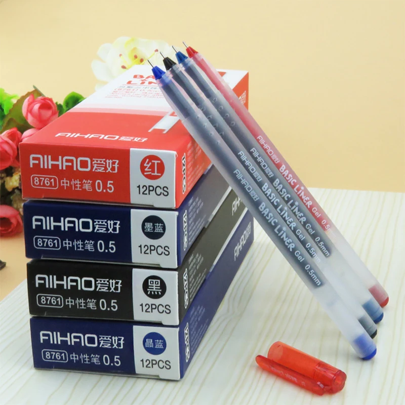 

12pcs/lot Gel Pens 0.5mm 4 Color Gel Ink Pens for Writing Signature Pen Office School Supplies Kawaii Stationery papeleria
