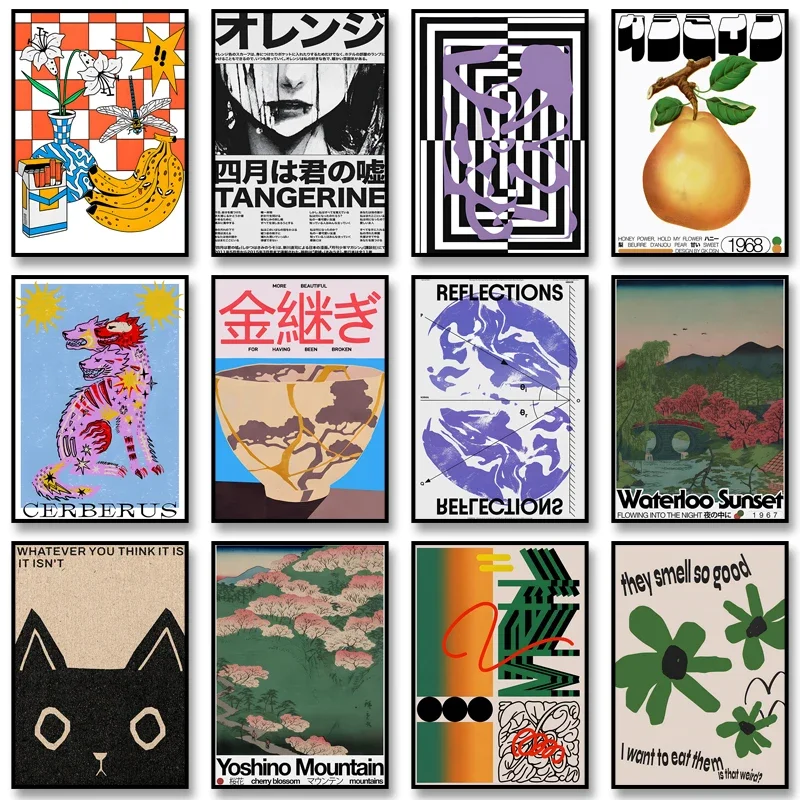 Винтажные классические постеры в стиле ретро с абстрактным принтом на холсте