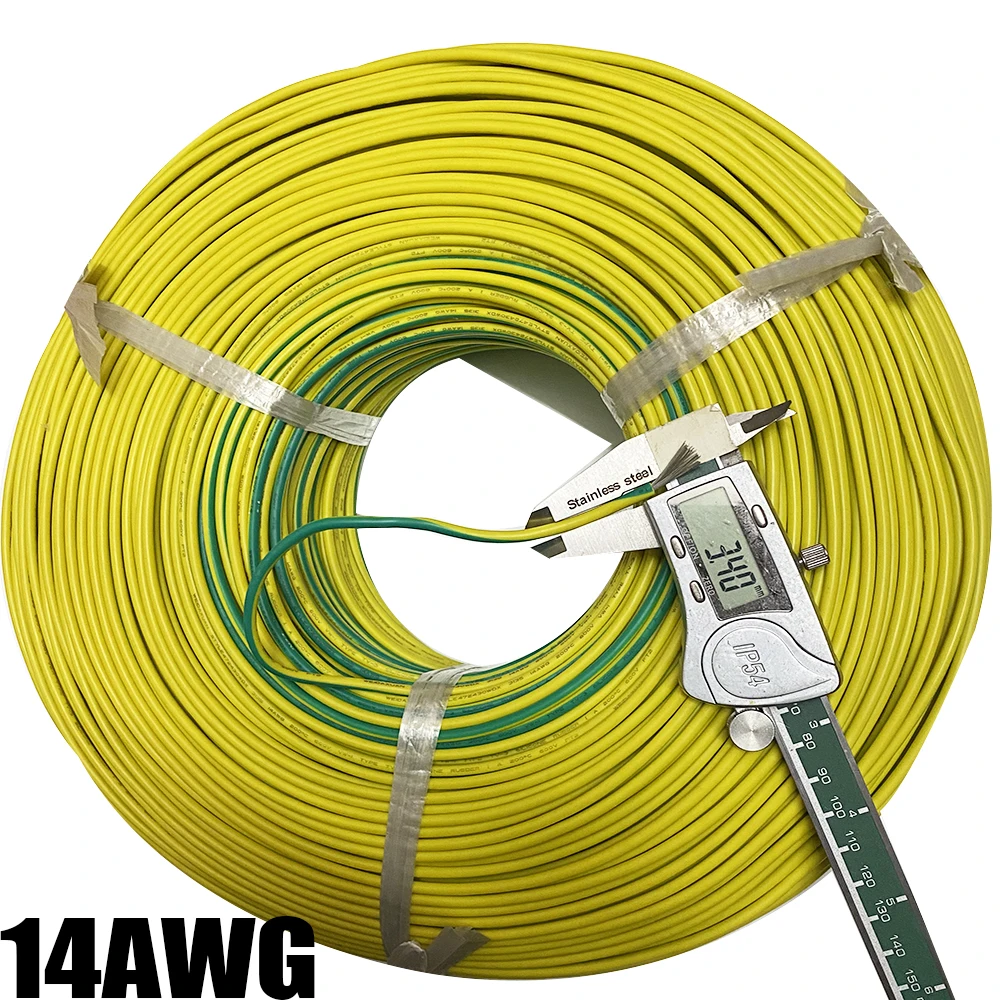 Желтый-зеленый силиконовый высокотемпературный провод AGR 0 75/4 квадратный