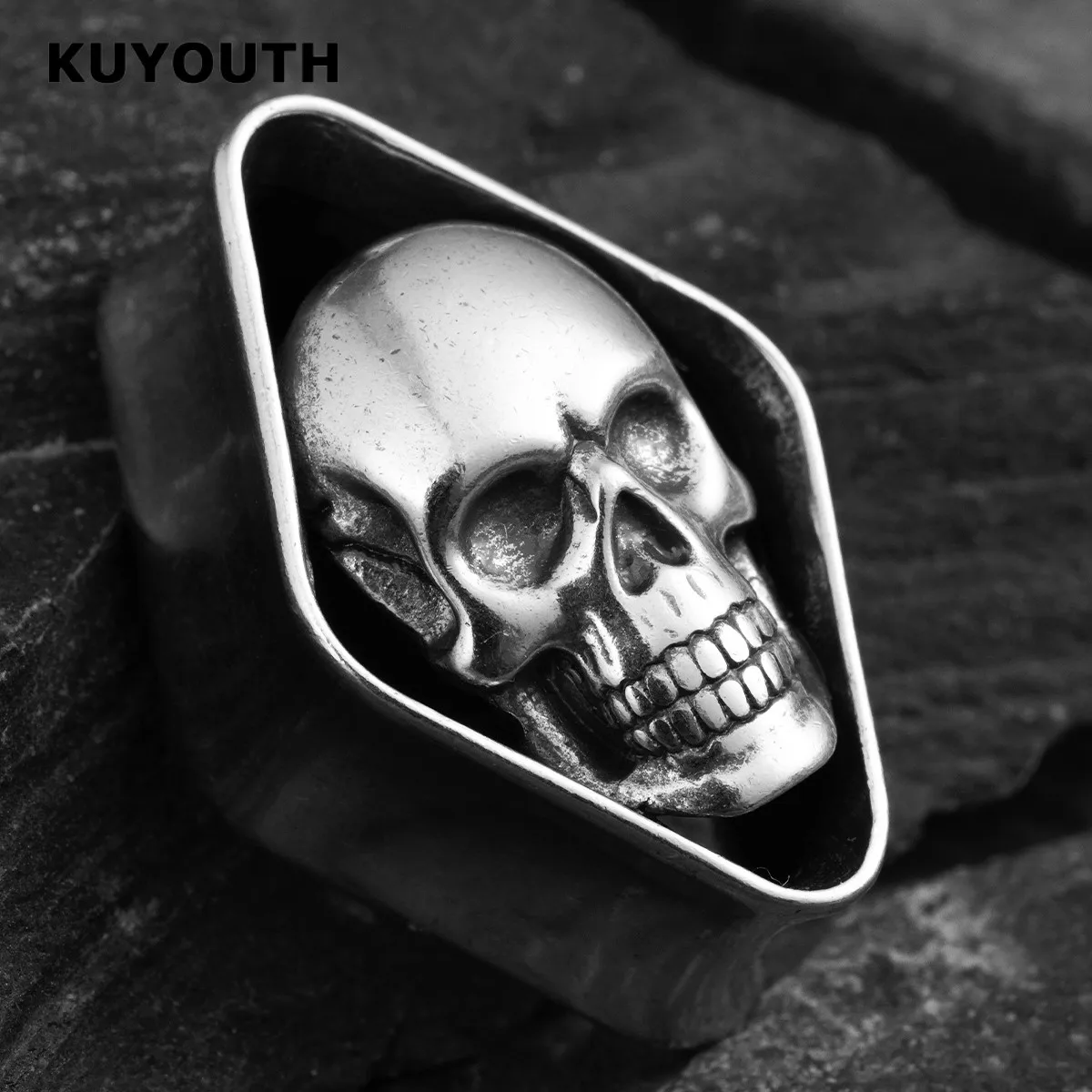 Фото Стрейч KUYOUTH в виде ромба с черепом №5