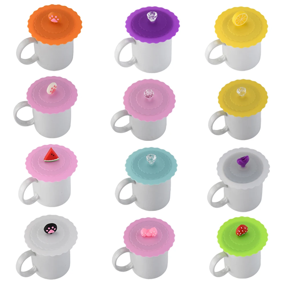 

Fashion Diverse Silicone Cup Cover Reusable Drinking Cup Tea Coffee Mug Lids Leakproof Dustproof Glass Mugs Suction Cap