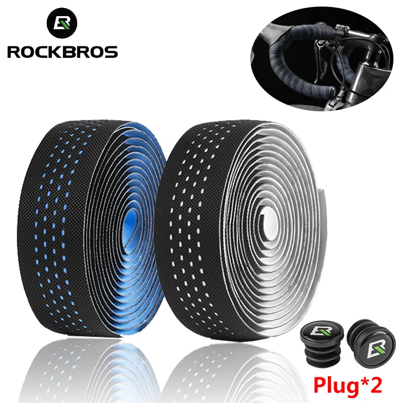 

ROCKBROS Road Handlebar Tape With Dust Plug PU Anti-slip Bicycle Handle Winding EVA Soft Speed Bike Bar Tape Grips Accessories