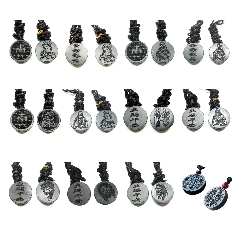 

K3NA Ebony Jesus Holy Mother Cross Charm Jewelry Making Supplies DIY Accessory