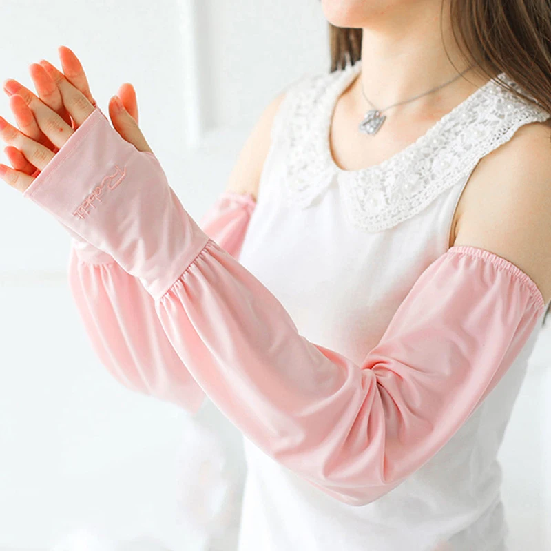 

1 Pair Unisex Ice Silk Sleeves Summer Long Arm Gloves Loose Arm Sleeves Cycling Sports Sunscreen Fashion Driving