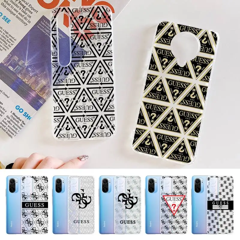 

Guess Triangle Letter Brand Phone Case for Samsung A51 A52 A71 A12 for Redmi 7 9 9A for Huawei Honor8X 10i Clear Case
