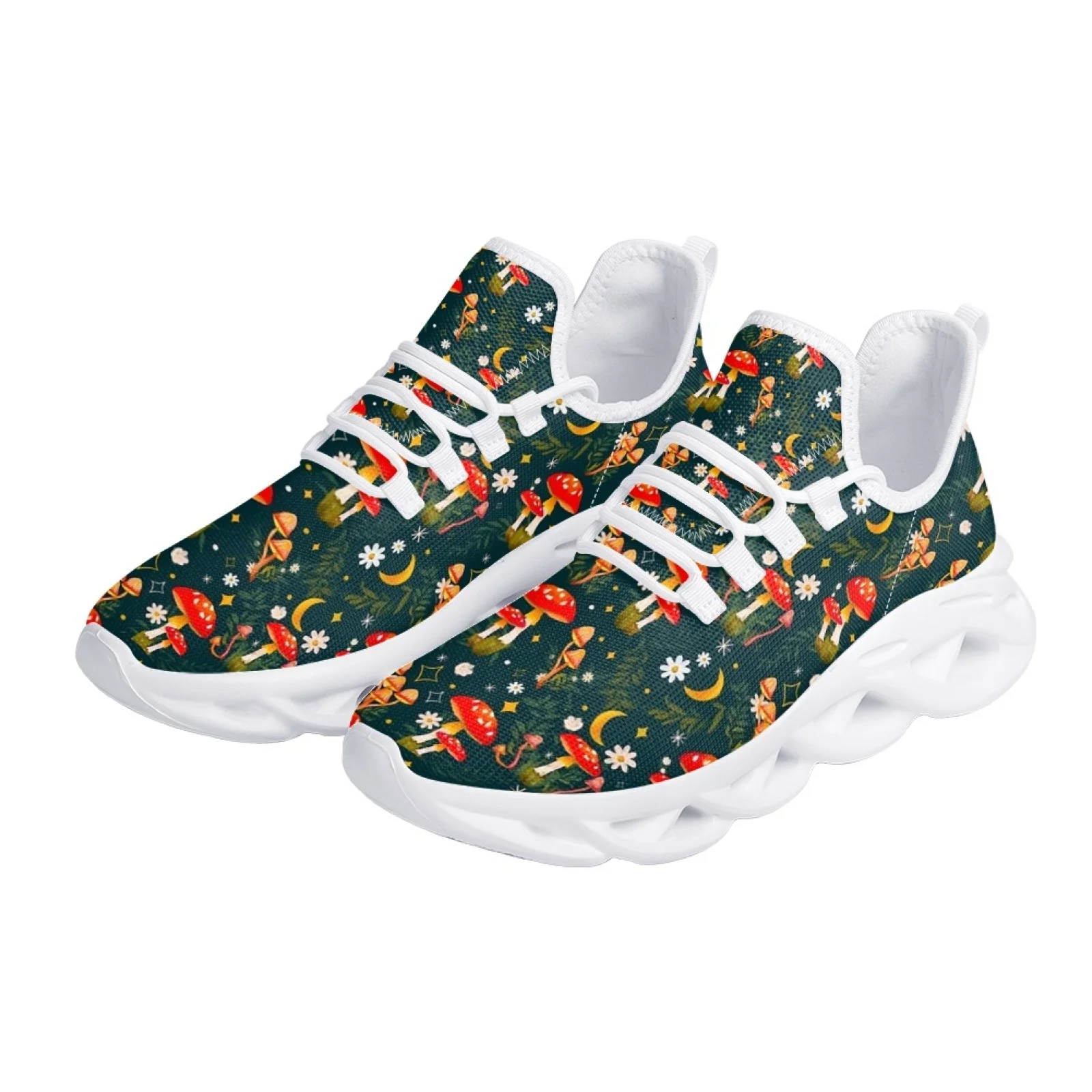 Belidome Mushroom and Moon for Womens Breathable Running Shoes Mesh Comfortable Walking Tennis Shoes Zapatillas Enfermeras