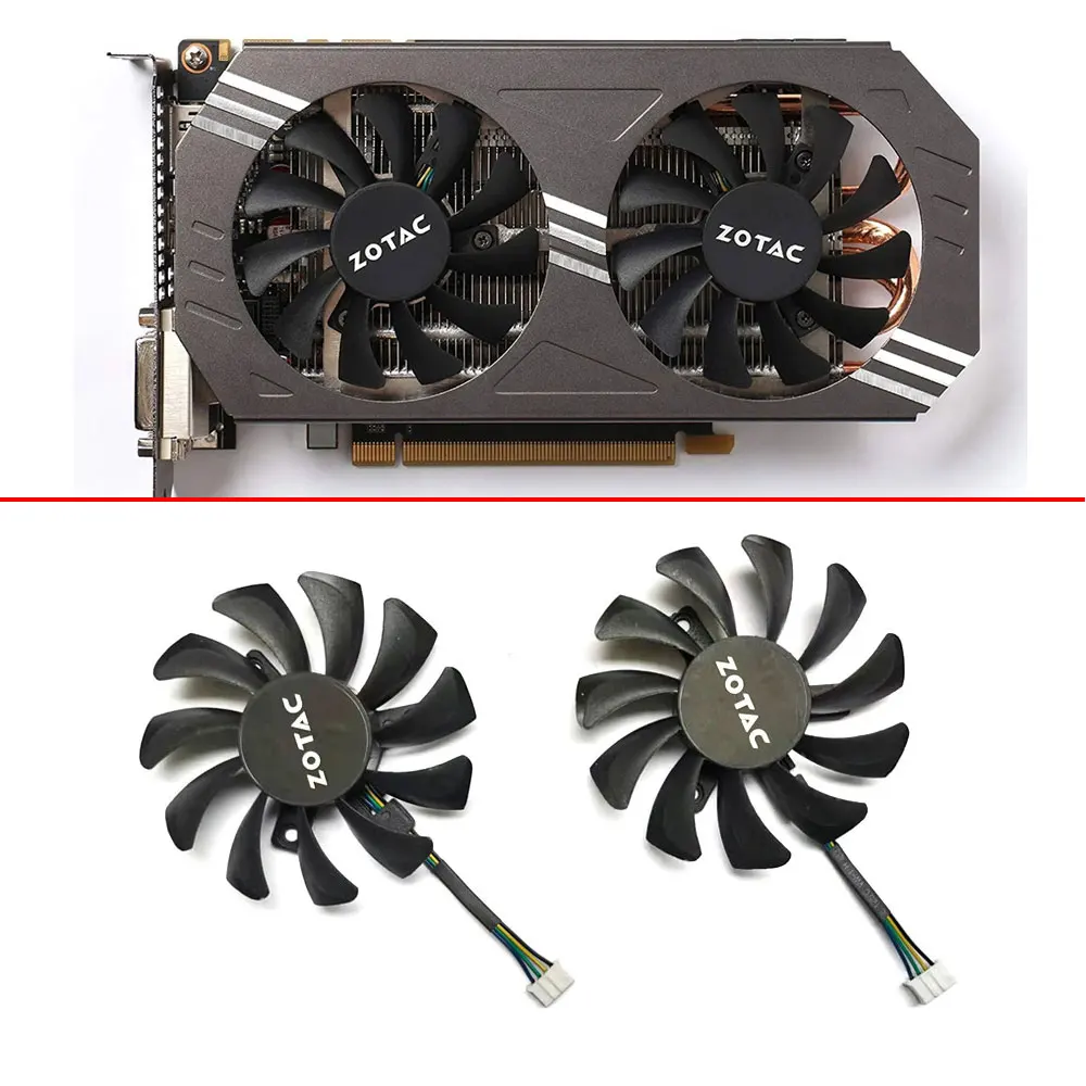 

2 Pcs 75MM GA81S2U 4-Pin DC 12V GTX970 GPU Cooling Fan, Replacement For Zotac GTX 660Ti 650Ti BOOST GTX 970 Graphics Card Fan
