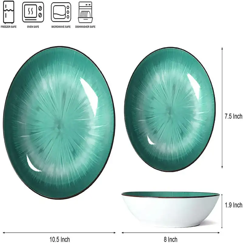 

Pieces Porcelain Dinnerware Set, Service for 4, Green