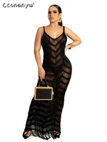 summer sexy knitted fringed beach black dress knitted long dresses for women 2022 vestidos de mujer sexi night dress hot female