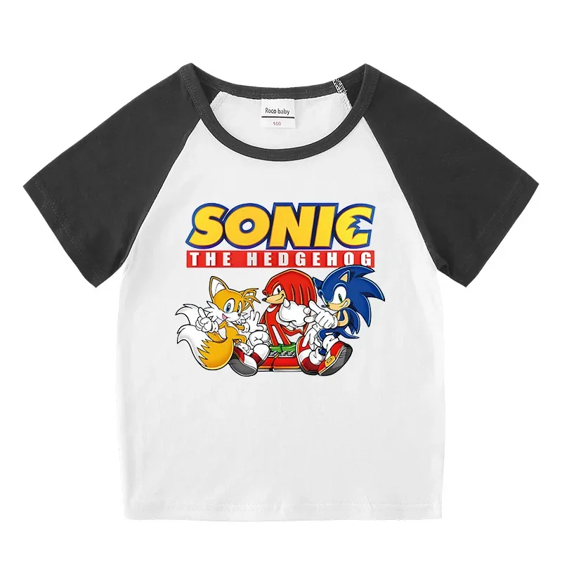 

Children's Clothing Sonic Short-sleeved T-shirt Boys and Girls Raglan Shoulder Bottoming Shirt Casual Half-sleeved T-shirt