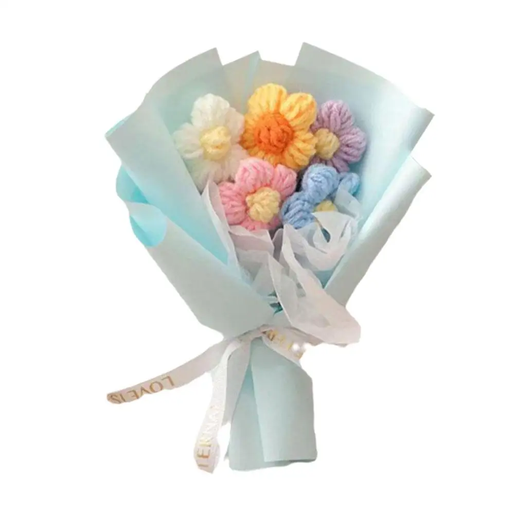 Ручная работа вязаный крючком вечный цветок Плетеный букет творческий A7B2