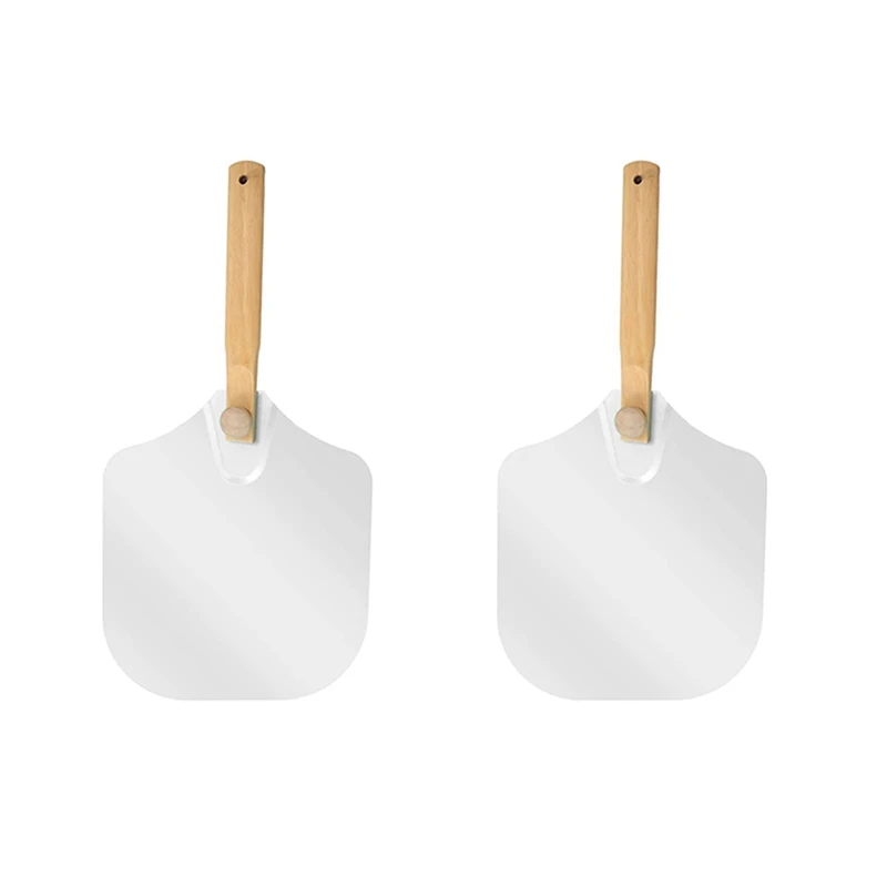 

2X Aluminum Metal Pizza Peel,Pizza Spatula For Pizza Stone With Foldable Wood Handle Easy Storage Pizza Paddle