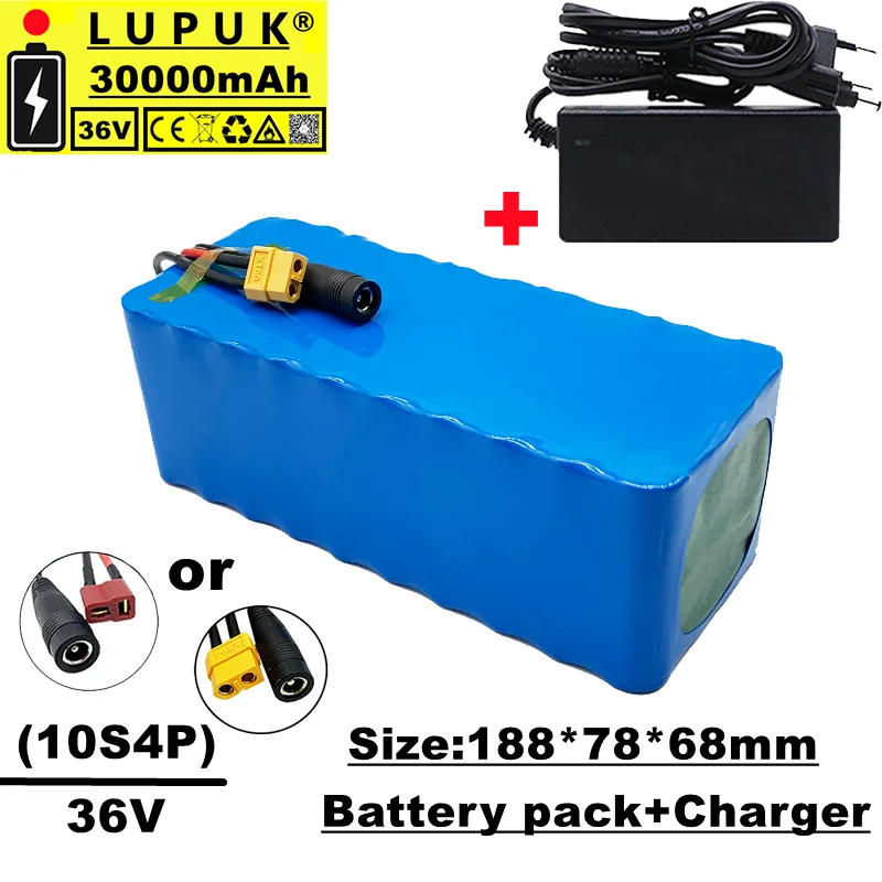 

Lupuk-36v battery pack, 1000 watts,10s4p, 30Ah,suitable for electric bicycles，equipped with integrated BMS +42v charger for sale