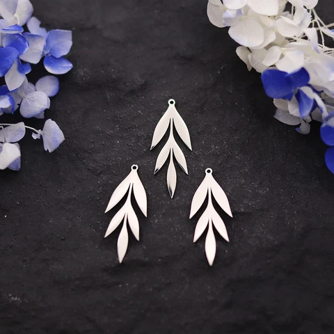 3 шт., подвески в виде листа из нержавеющей стали, подвески в виде ветки, ювелирные изделия, сделай сам, винтажные подвески в виде листьев для изготовления браслетов