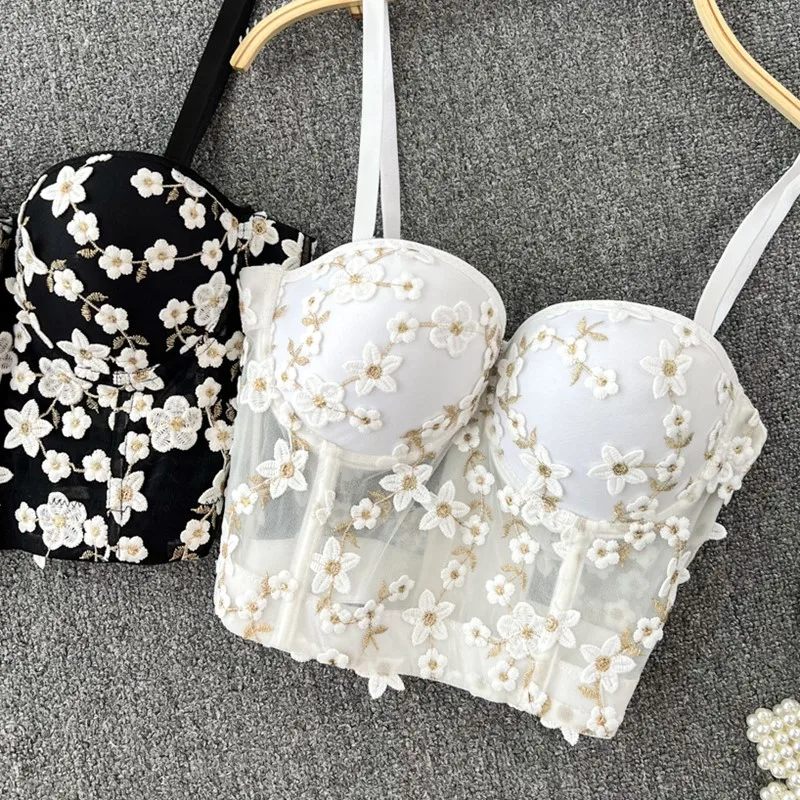 Красивый золотой корсет с вышивкой женский прозрачный сетчатый бюстье