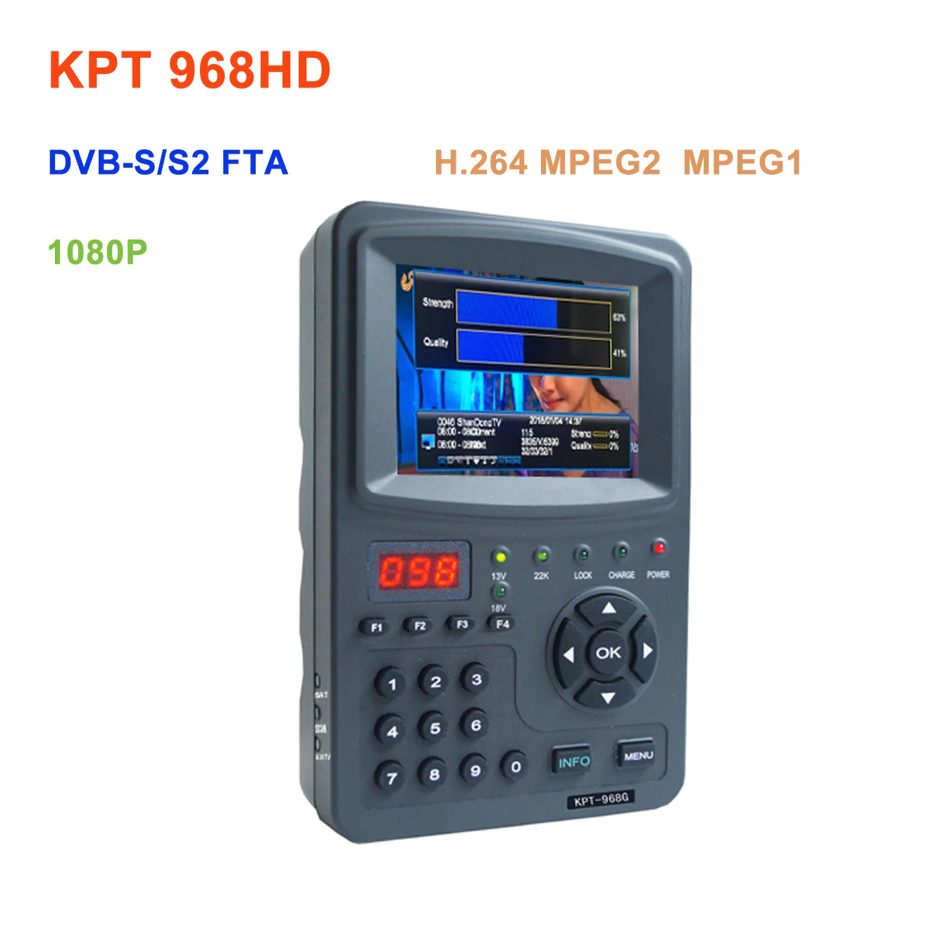 

Digital Satellite Finder KPT 968HD Meter 3.5 TFT LED DVB-S2 DVB-S Sat Finder MPEG-4 1080P Full HD Portable Satfinder KPT-968G