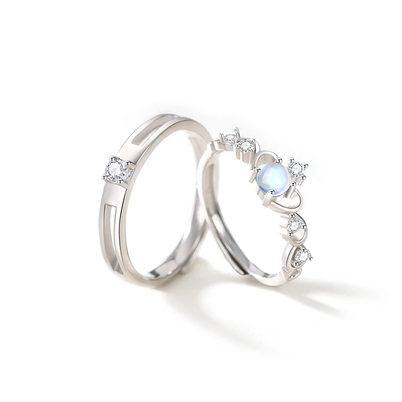 

Luxury Pearl Ring Couple Sets Jewelry 925 Silver Men Mossinate Finger Accessories Women Fashion Lover Gifts Romantic Girl