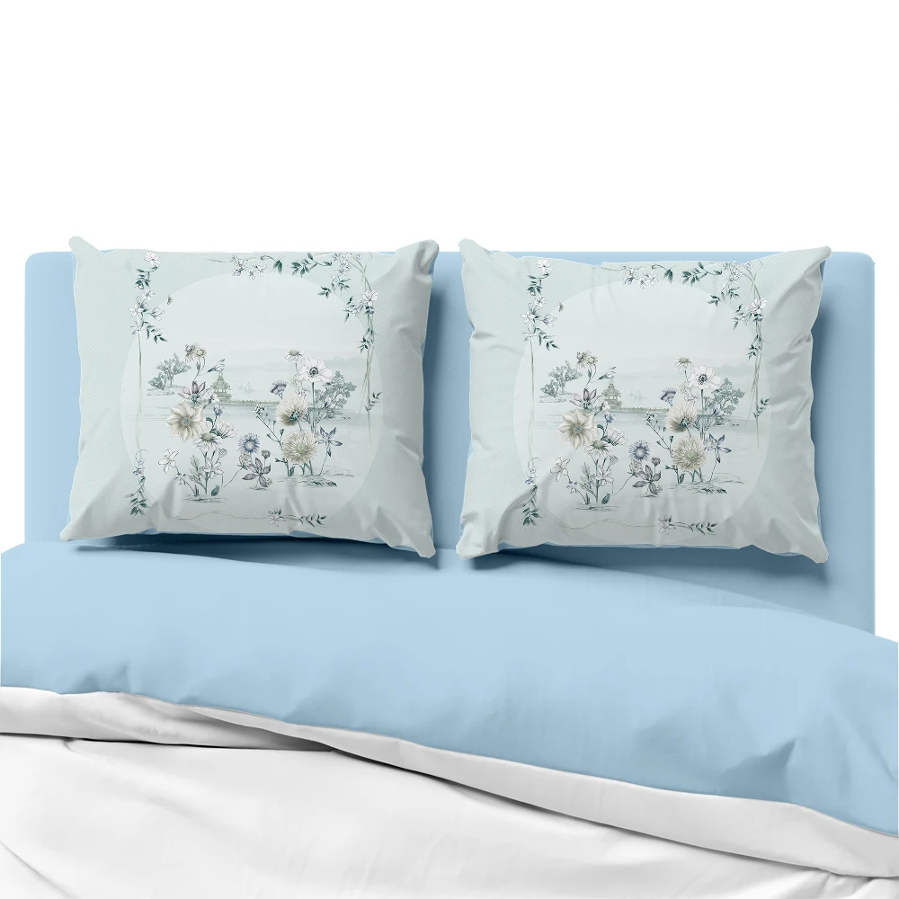 

Luxury Pillow cover for sofa Decorative pillow case Bedding Pillowcase Pillowcovers 50x70 50x75 50x80 Customized oil flower cyan