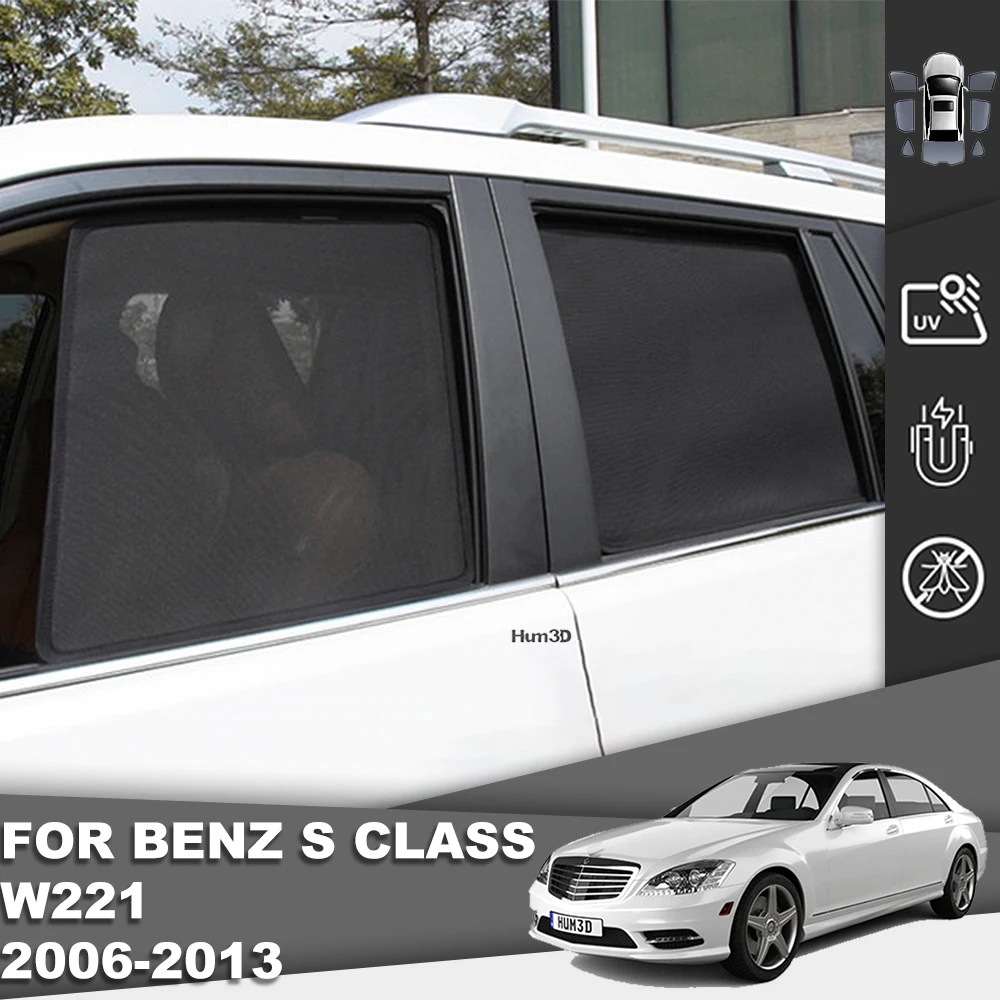 

Магнитный автомобильный солнцезащитный козырек для Mercedes Benz S Class W221 2005-2013, передняя ветровая занавеска, задняя зеркальная занавеска
