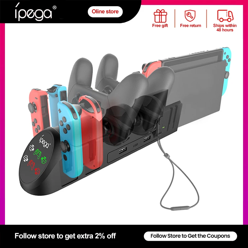 

Ipega PG-9187 Control Charger for Nintend Nintendo Switch OLED Joy Con Joycon Console Charging Dock Controller Stand Gamepad