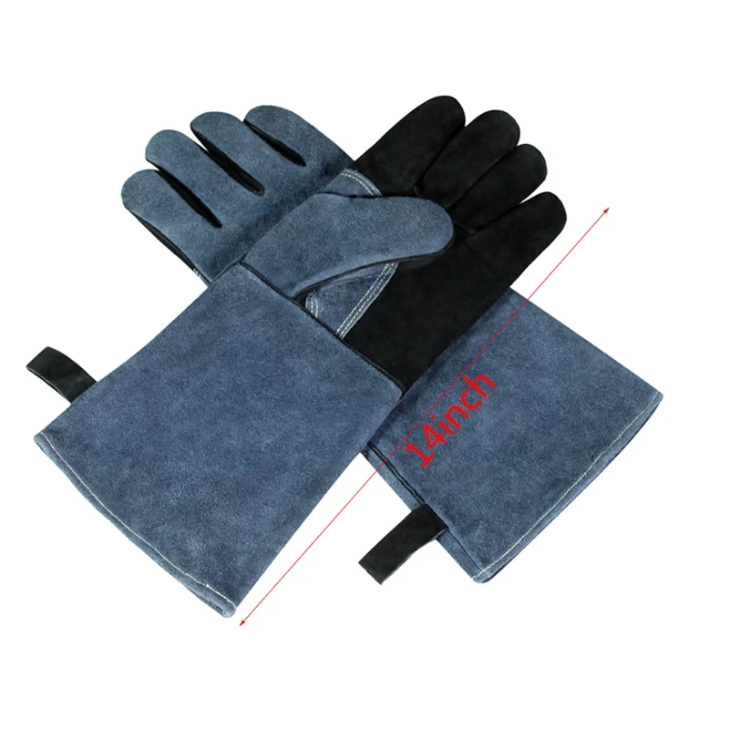 

X37E 14-inch Cowhide Gloves for Soldering 932℉ Protects Hands from Open Flames Grinding Debris Leather Forge Welding Gloves