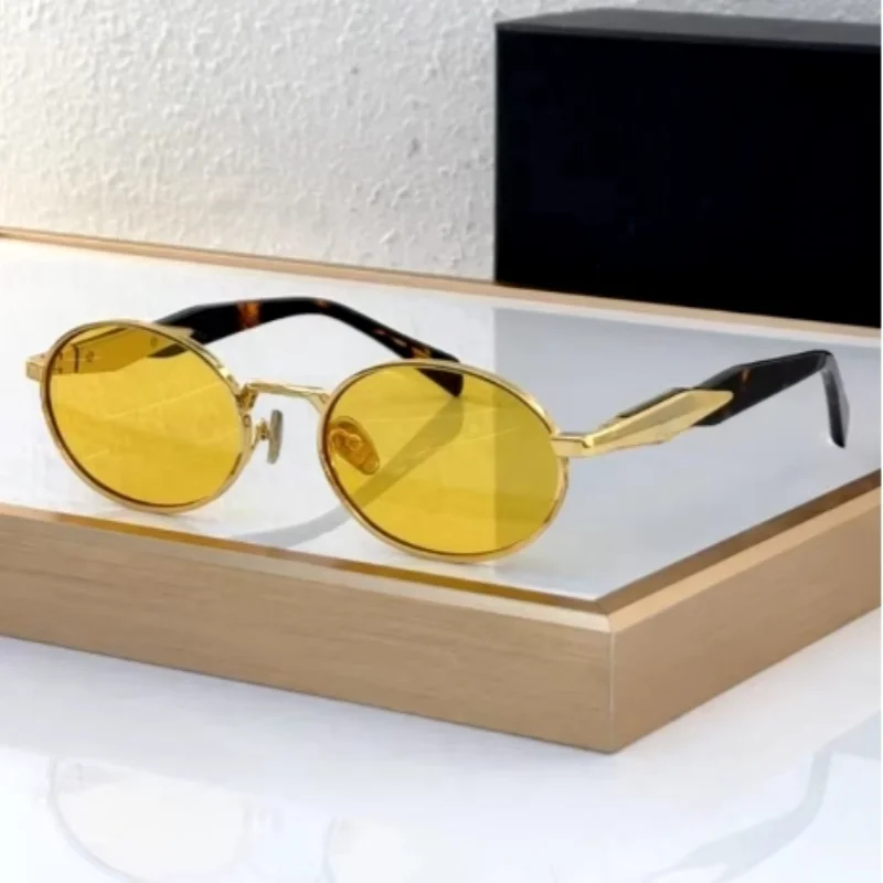 Маленькие овальные металлические солнцезащитные очки женские 65z новые люксовые