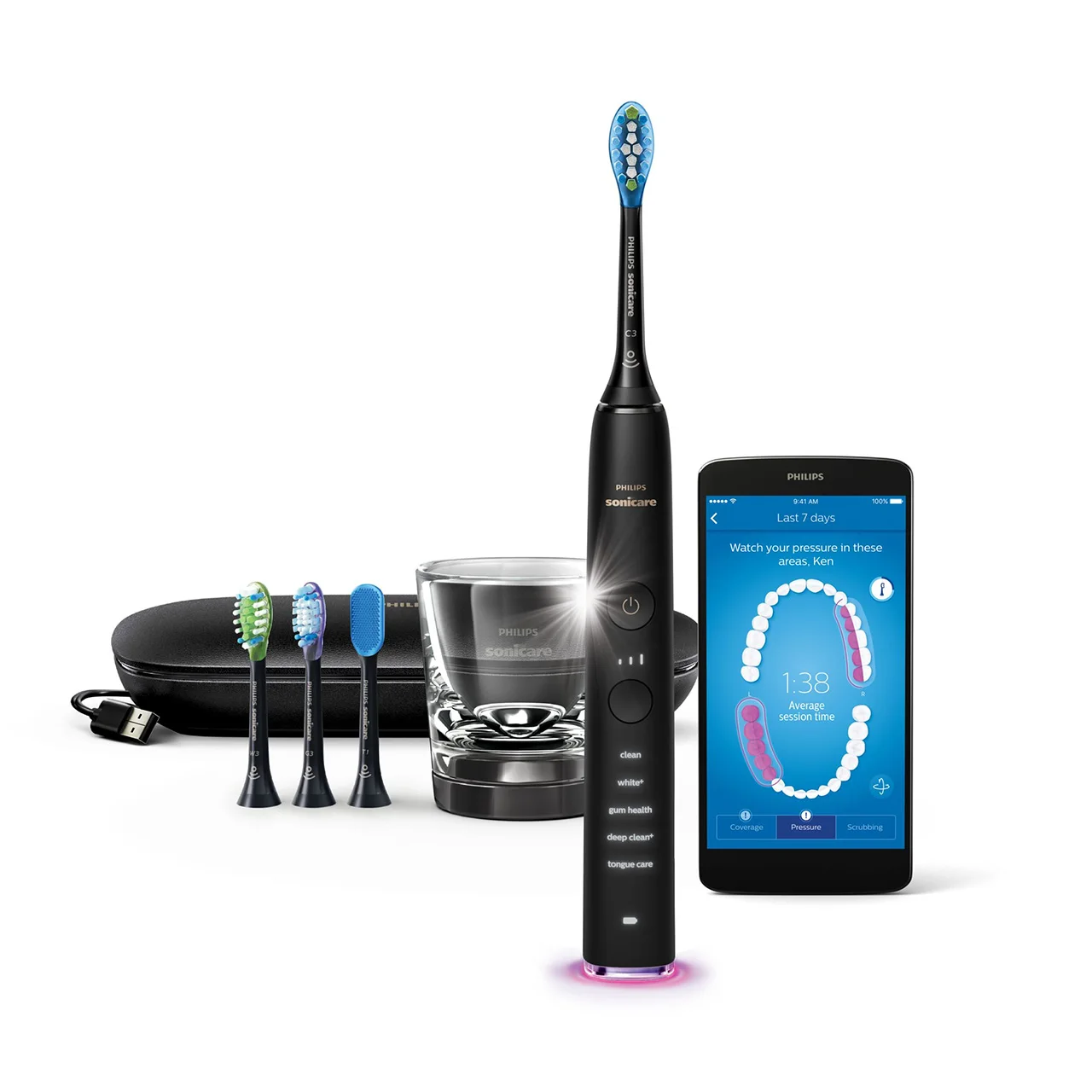 Philips Sonicare DiamondClean HX9924 электрическая зубная щетка перезаряжаемая 4 сменные насадки