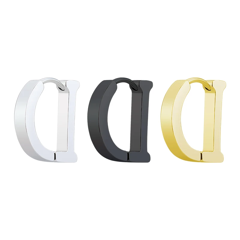 Женские серьги-кольца с золотым покрытием, D-образные