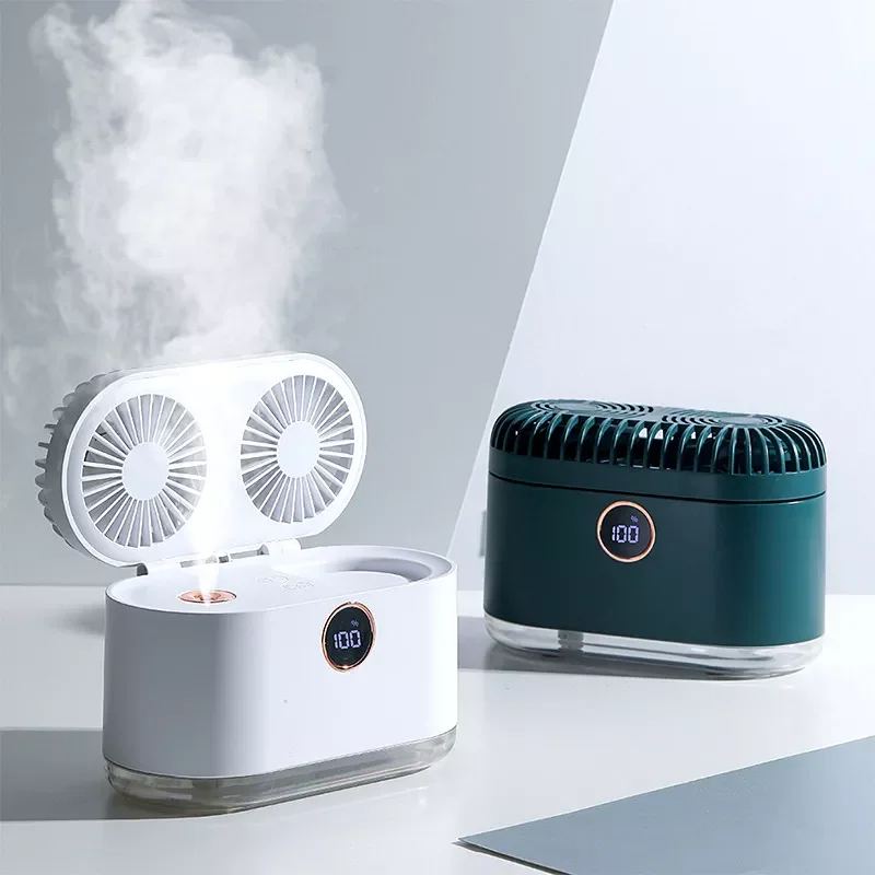 

in1 Chargeable Wireless Air Humidifier with Conditioning Fan LED Light Ultrasonic Cool Mist Maker Fogger USB Aroma Diffuser