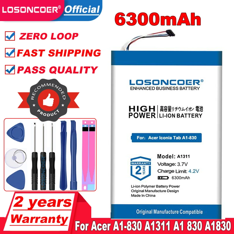 LOSONCOER топ-бренд 100% новый 6300 мАч A1311 Аккумулятор для ноутбука Acer Iconia Tab A1-830 A1 830 A1830