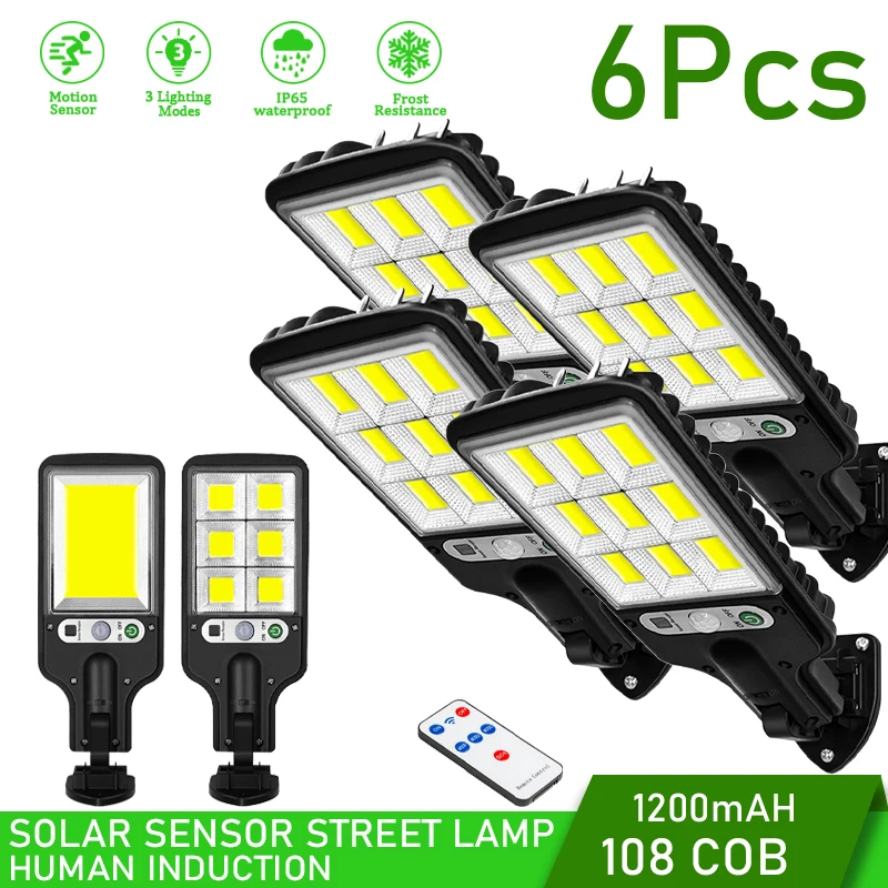 

Уличные светодиодные фонари на солнечной батарее, водонепроницаемый светильник с 3 режимами работы, с датчиком движения, охранное освещени...