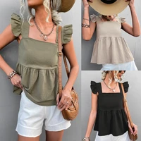 2022 spring and summer new products hot selling solid color u neck sleeveless top short women