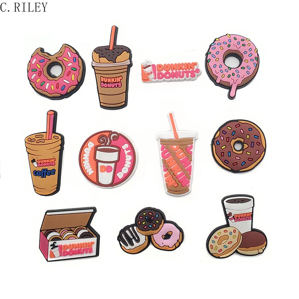 

1pcs New Jibz Cartoon Donut Shoe Charms DIY Dessert Drink Clogs Shoe Aceessories Fit Croc Sandals Decorate Buckle Kid Girl Gifts