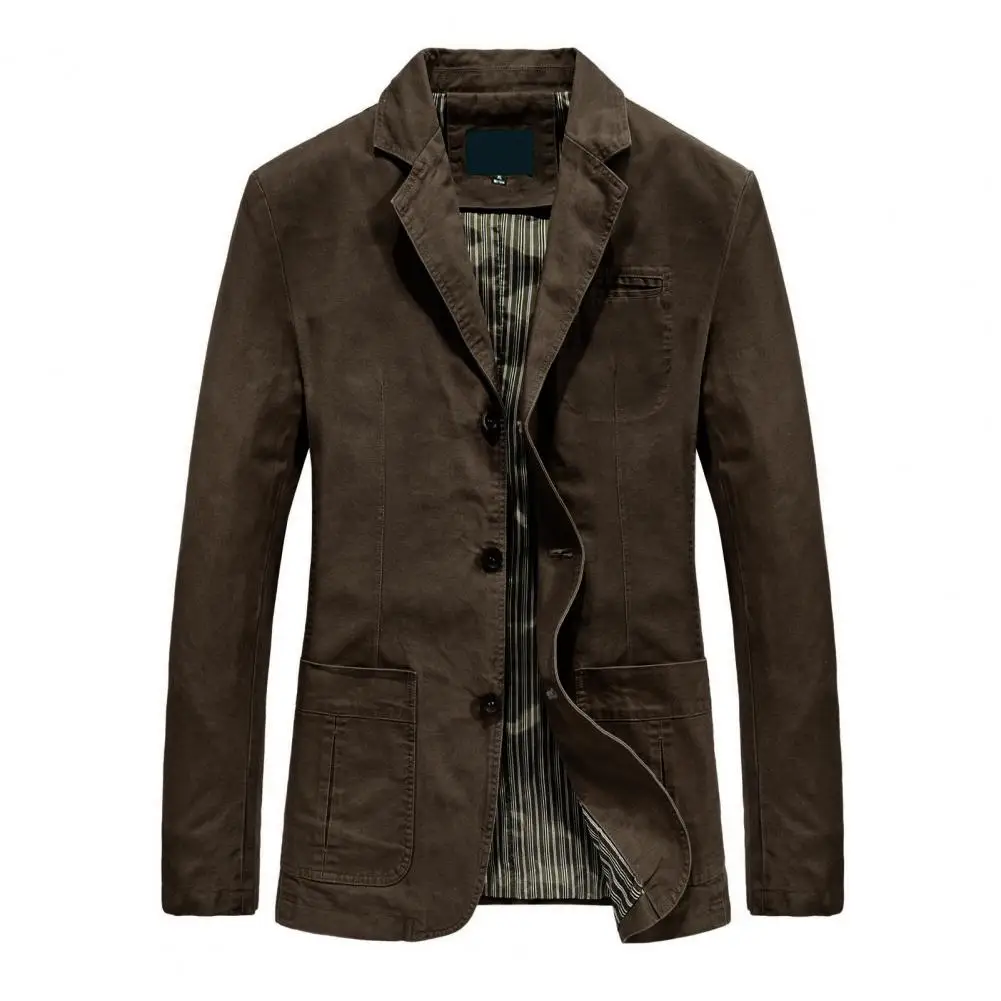 

Однобортная Мужская куртка, универсальное Мужское пальто на весну/осень, с лацканами, с несколькими карманами, однобортный дизайн, мужская куртка
